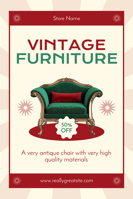 Designvorlage Period Piece Furniture And Armchair Sale Offer für Pinterest