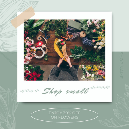Ontwerpsjabloon van Instagram van Verse bloemen in een kleine lokale bloemenwinkel