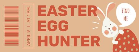 Easter Egg Hunt Ad with White Rabbit Ticket Design Template