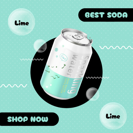 Ontwerpsjabloon van Instagram van Lime Soda Sale Offer