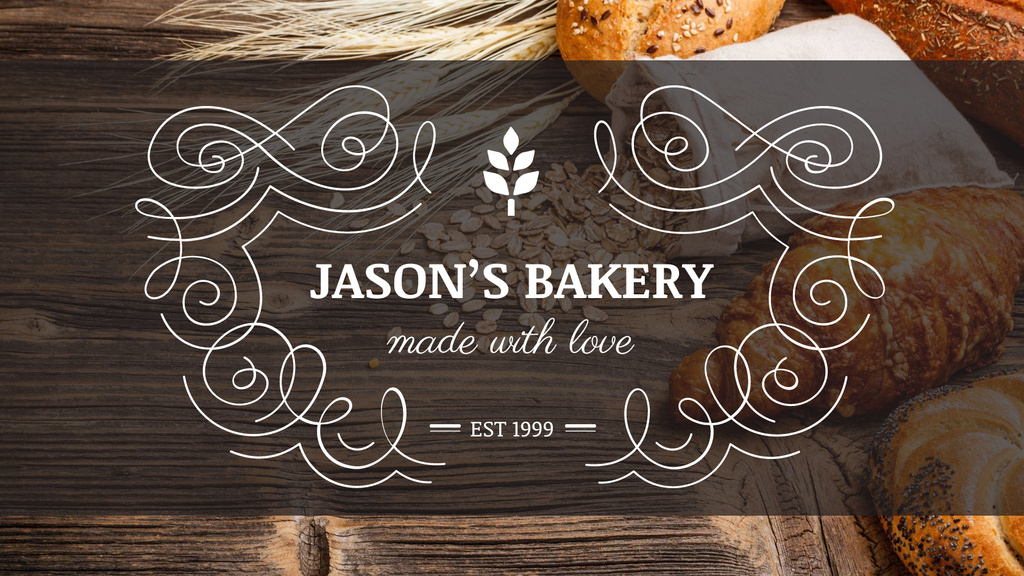 Template di design Bakery Offer Fresh Croissants on Table Title 1680x945px