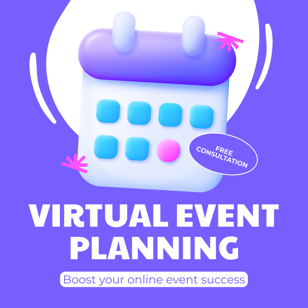 Virtual Event Planning Services Instagram AD Modelo de Design