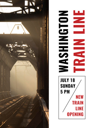 Train Line Opening Announcement Station Interior Poster US – шаблон для дизайна