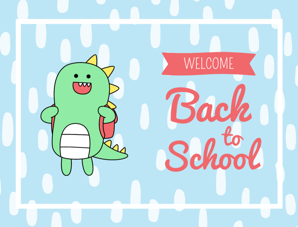Welcome Back to School With Cute Dragon Postcard 4.2x5.5in Design Template