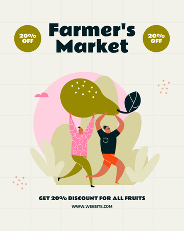 Designvorlage Rabatt auf landwirtschaftliche Produkte mit lustiger Illustration für Instagram Post Vertical