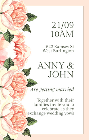 Wedding Announcement with Lush Flowers Invitation 4.6x7.2in Design Template