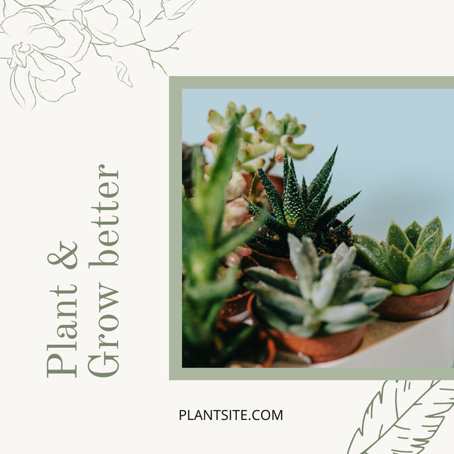 Designvorlage Green Plants in Pots in Garden Store für Instagram