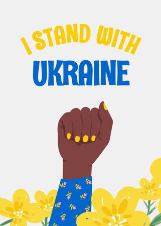 Black Woman standing with Ukraine Flayer Design Template