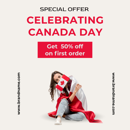 Inspirational Announcement for Canada Day Discounts Instagram Design Template