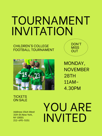 Kids' Football Tournament Announcement Poster 36x48in Design Template