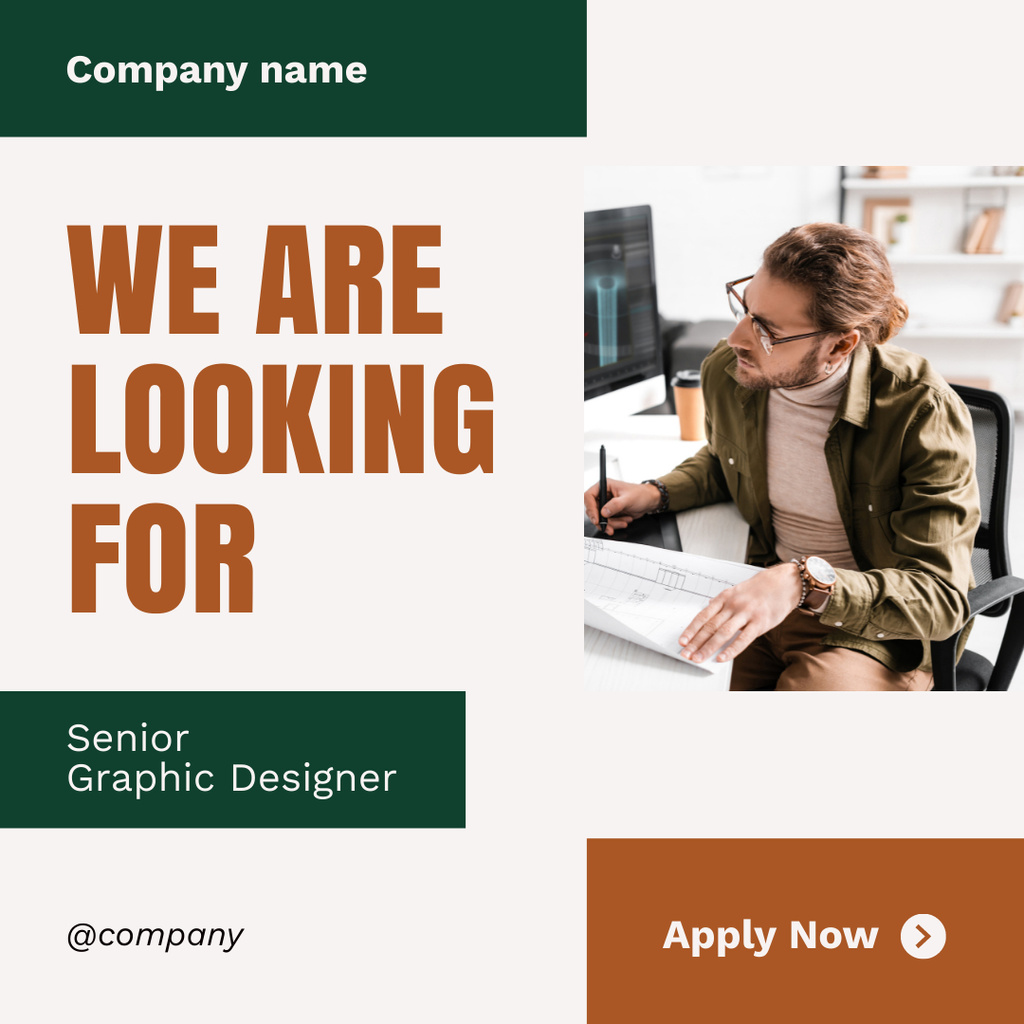 Ontwerpsjabloon van Instagram van Company Looking For Senior Graphic Designer