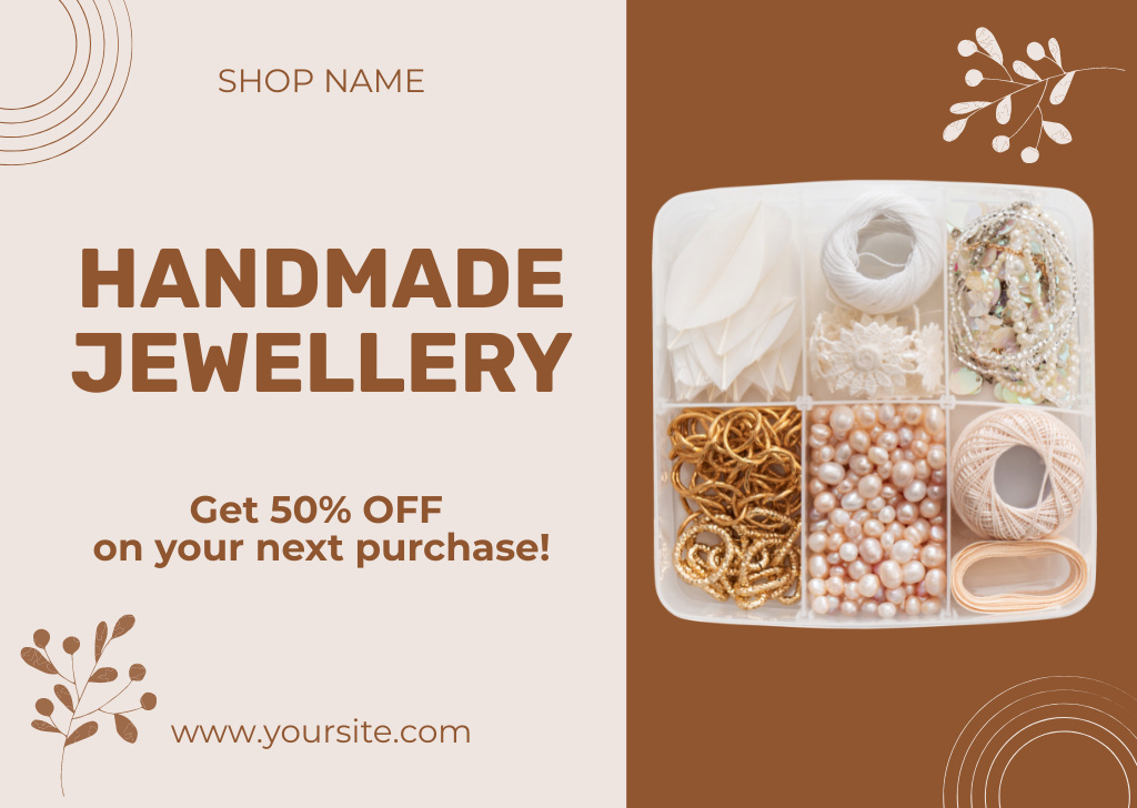 Ontwerpsjabloon van Card van Offer Discounts on Handmade Jewelry