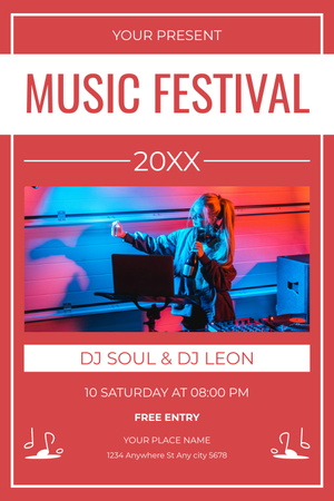 Prominent DJs Music Festival With Free Entry Pinterest Design Template