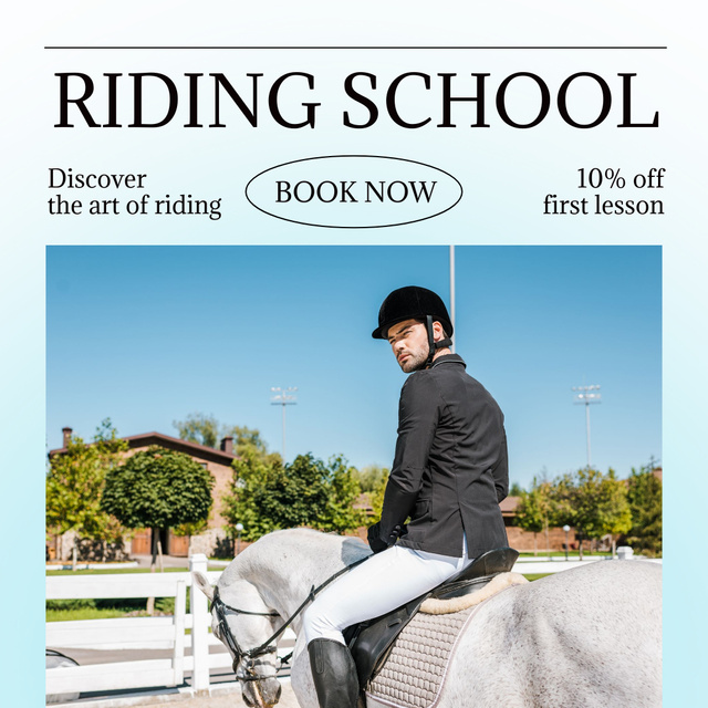 Ontwerpsjabloon van Instagram van Highly Professional Riding School With Discount And Booking
