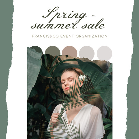 Summer Sale Announcement with Young Women in White Animated Post Design Template
