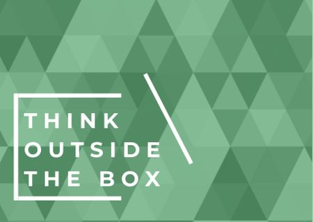 Think outside the box quote on green pattern Postcard Design Template