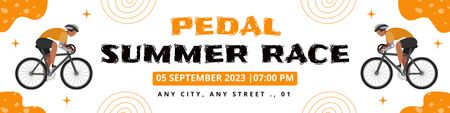 Plantilla de diseño de Anuncio de carrera de pedales de verano en naranja Twitter 