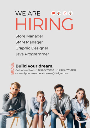 Template di design Candidates Sitting Row Waiting Job Interview Poster 28x40in