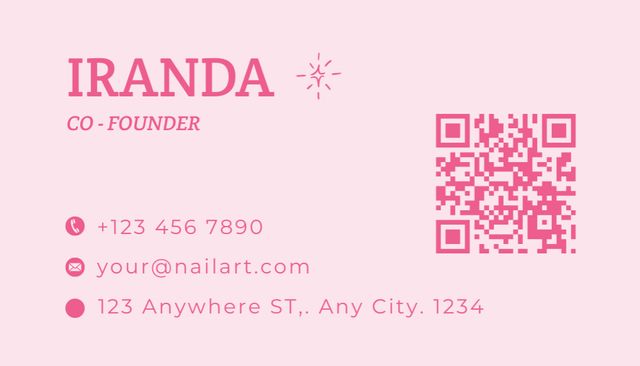 Beauty Salon Services Offer with Pink Nail Polish Business Card US Modelo de Design