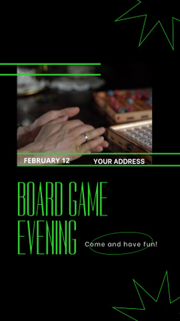 Board Game Evening Event With Playing Dices Instagram Video Story Design Template