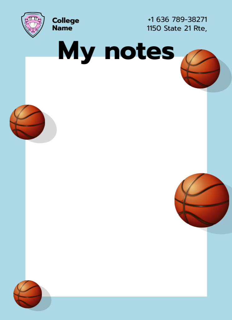 College Bright Schedule with Basketball Balls Notepad 4x5.5in Šablona návrhu