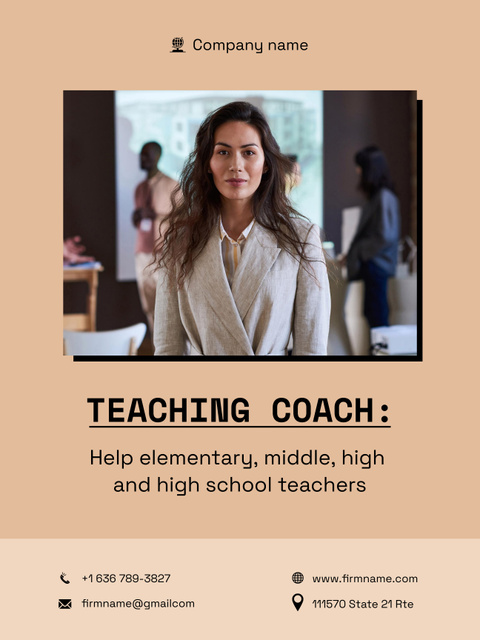 Modèle de visuel Tutor Services Offer with Confident Teacher - Poster US