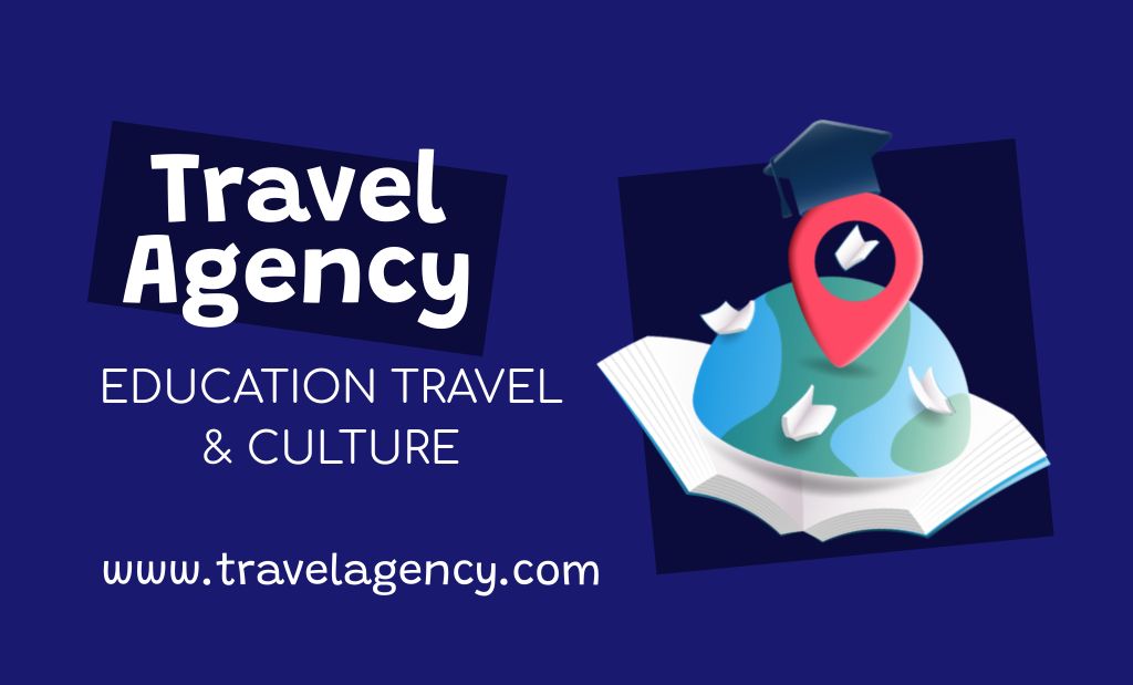 Education Travel Agency Services Offer Business Card 91x55mm tervezősablon
