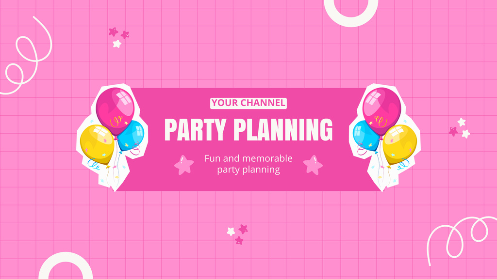Event Party Planning Offer with Bright Colorful Balloons Youtube Modelo de Design