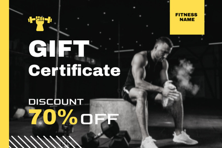 Platilla de diseño Gift Voucher with Discount for Gym Access with Man Gift Certificate