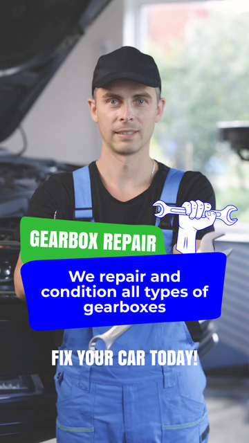 Designvorlage Repairing Gearbox In Car Service Offer für TikTok Video