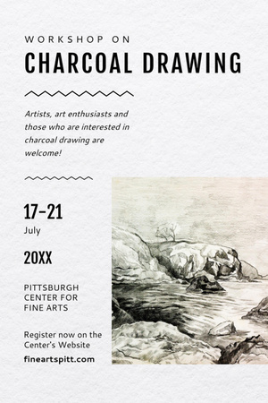 Drawing Workshop Announcement with Black and White Pencil Sketch Flyer 4x6in Modelo de Design