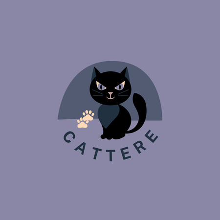 Black Cat Logo Design Template