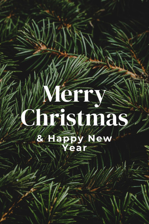 Platilla de diseño Cute Christmas Greeting with Twigs Pinterest