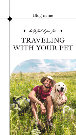 Designvorlage Young Man Traveling with Dog für Instagram Video Story