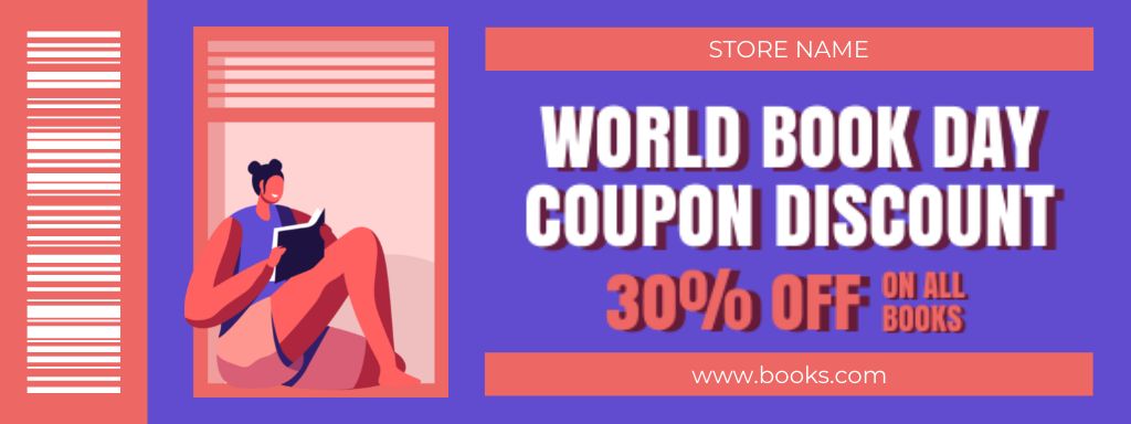 Ontwerpsjabloon van Coupon van World Book Day Discount
