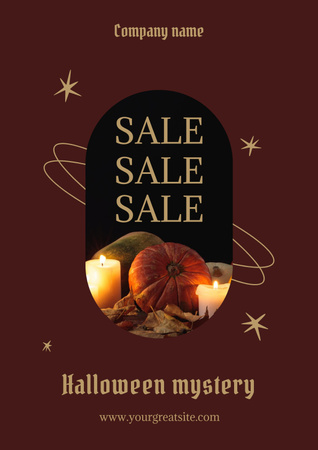 Halloween Holiday with Candles and Pumpkins Poster Design Template