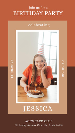 Birthday Party Announcement in Brown Frame Instagram Story Design Template