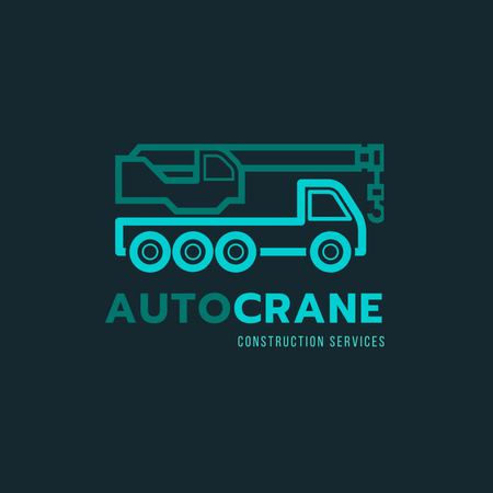 Truck with Construction Crane Logo 1080x1080px Design Template