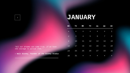 Szablon projektu inspirujące zdanie na temat gradientu Calendar