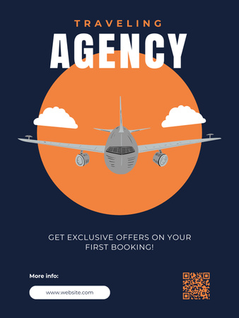 Template di design Offerta di volo dall'agenzia di viaggi Poster US