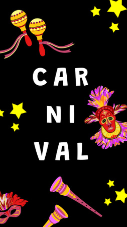 Carnival Announcement with Bright Mask Instagram Story Design Template