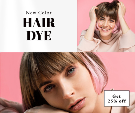 Anúncio de tintura de cabelo nova cor Facebook Modelo de Design