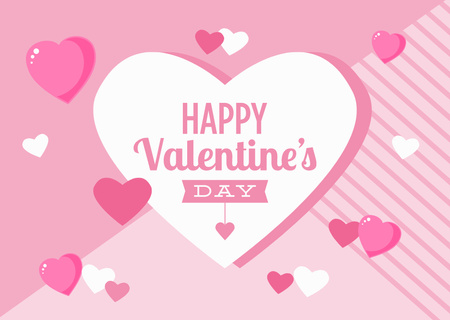 Designvorlage Happy Valentine's Day Greeting with Beautiful Pink Hearts für Card