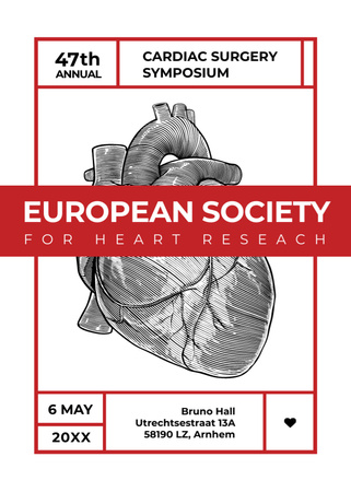 Cardiac Surgery Heart with Sketch Flayer Design Template