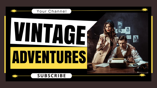 Beautiful Young Couple in Vintage Outfits Youtube Thumbnail Design Template