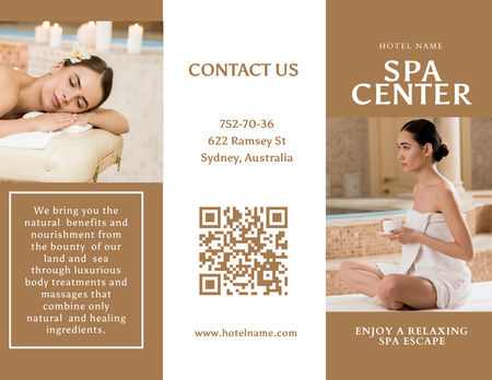 Spa Services Offer with Young Woman Brochure 8.5x11in Design Template