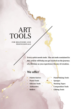 Art tools Offer with Watercolor stains Poster US Design Template