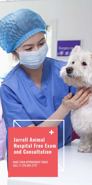 Dog's Examination in Vet Clinic Graphic Design Template
