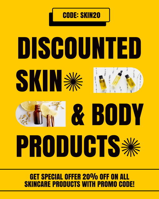 Offer of Discount on Skin and Body Products Instagram Post Vertical Πρότυπο σχεδίασης