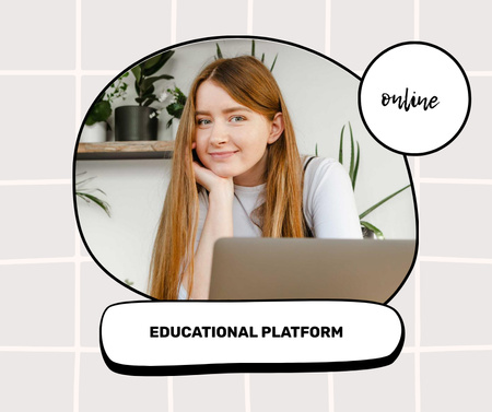 Online Educational platform smiling Student Facebook Design Template